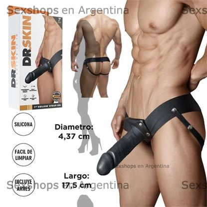 Protesis negra de 18 centimetros con arnes y suave textura